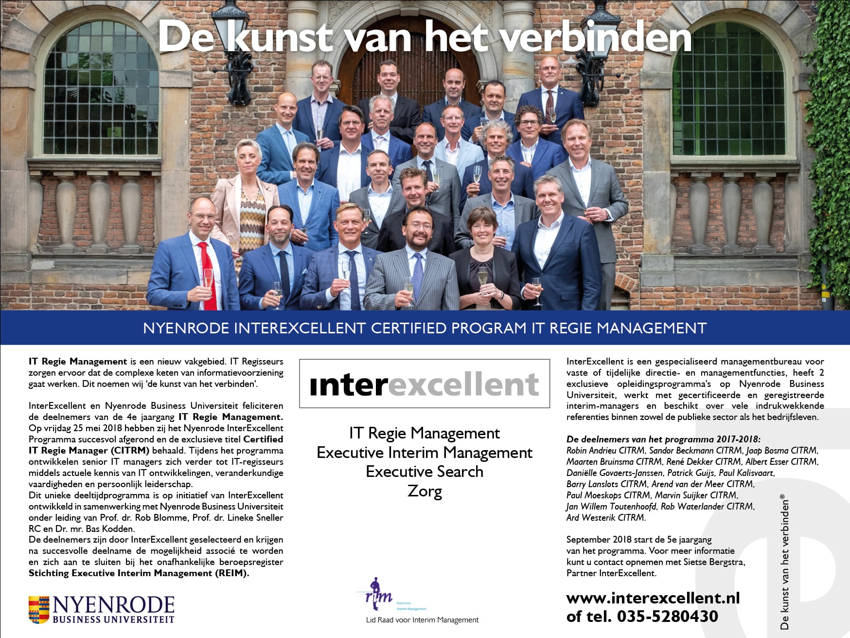 Nyenrode InterExcellent leergang IT Regie Management leergang 2017-2018