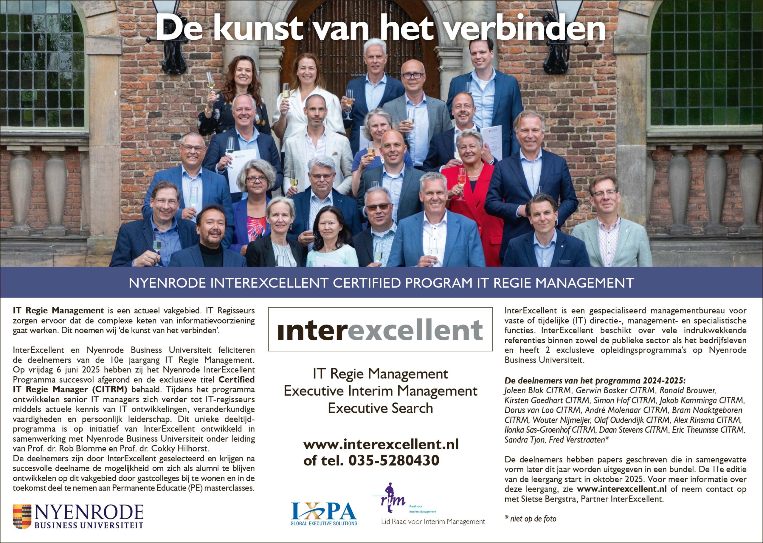Felicitatie FD Deelnemers Nyenrode ITRM leergang Felicitatie FD Deelnemers Nyenrode ITRM leergang