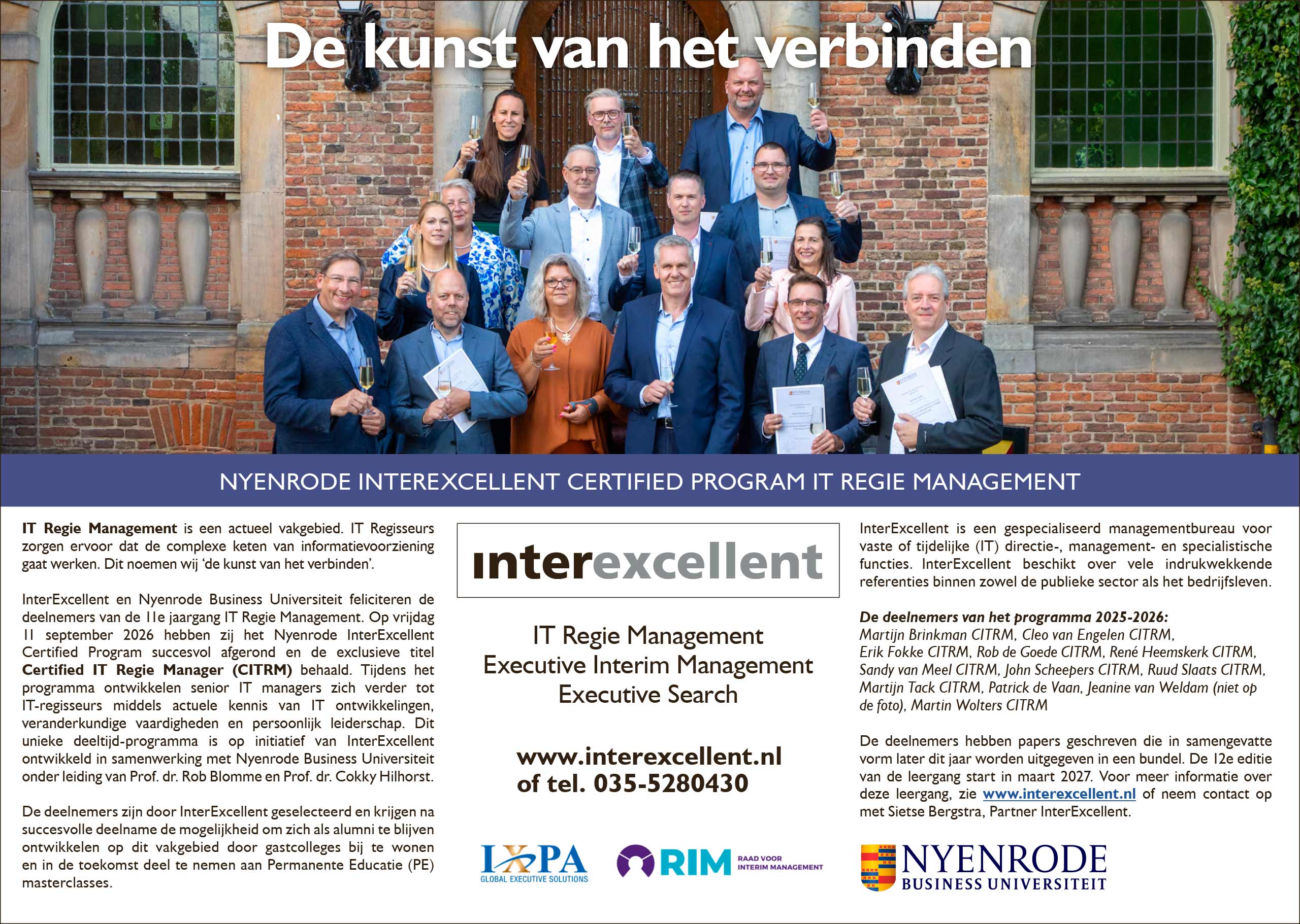 Felicitatie FD Deelnemers Nyenrode ITRM leergang 11
